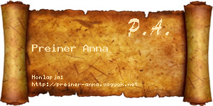 Preiner Anna névjegykártya